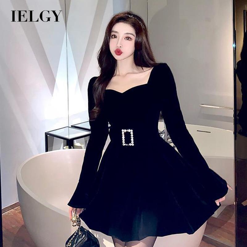 IELGY Đầm Thời Trang Pháp Nhấn Eo Quyến Rũ Cho Nữ