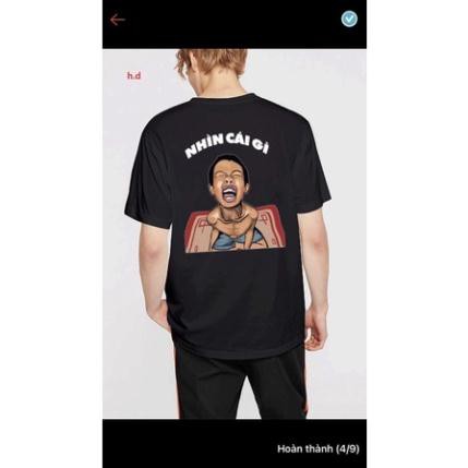 ⚡Áo thun tay lỡ nam nữ unisex nhìn cái gì Hottren⚡Phông hè phom rộng chất cotton mặc đôi, nhóm cực đẹp