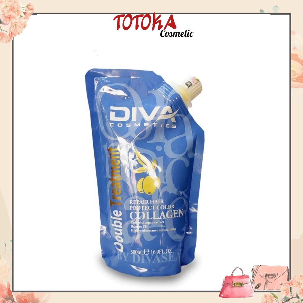 Kem ủ tóc collagen DIVA 500ml Hấp tóc phục hồi hư tổn với thành phần Collagen tự nhiên từ tảo