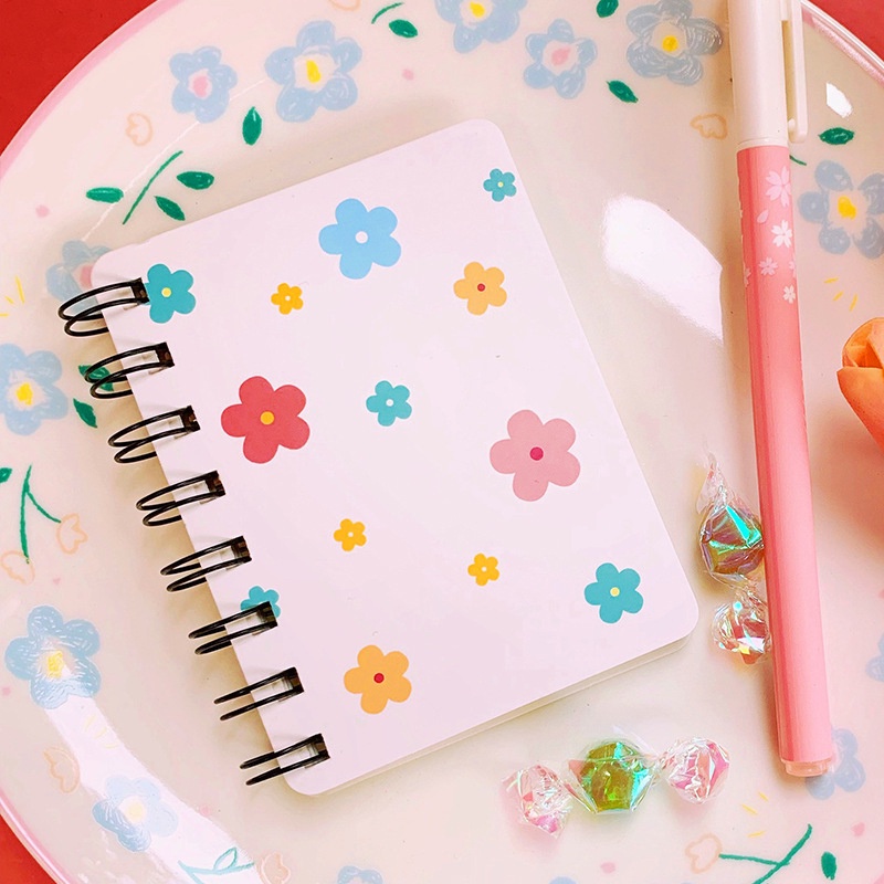 Small Flower Rollover Coil Notebook Student Mini Portable Loose-leaf Notebook Notepad A7 Pocket Notebook LQZ