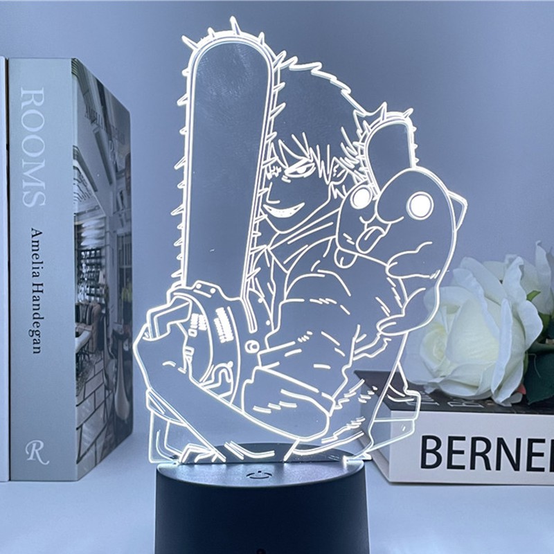 Đèn LED Tạo Hình 3D Người Máy Cưa Máy USB Bằng Acrylic 7 Màu Trang Trí Nhà Cửa/ Làm Việc