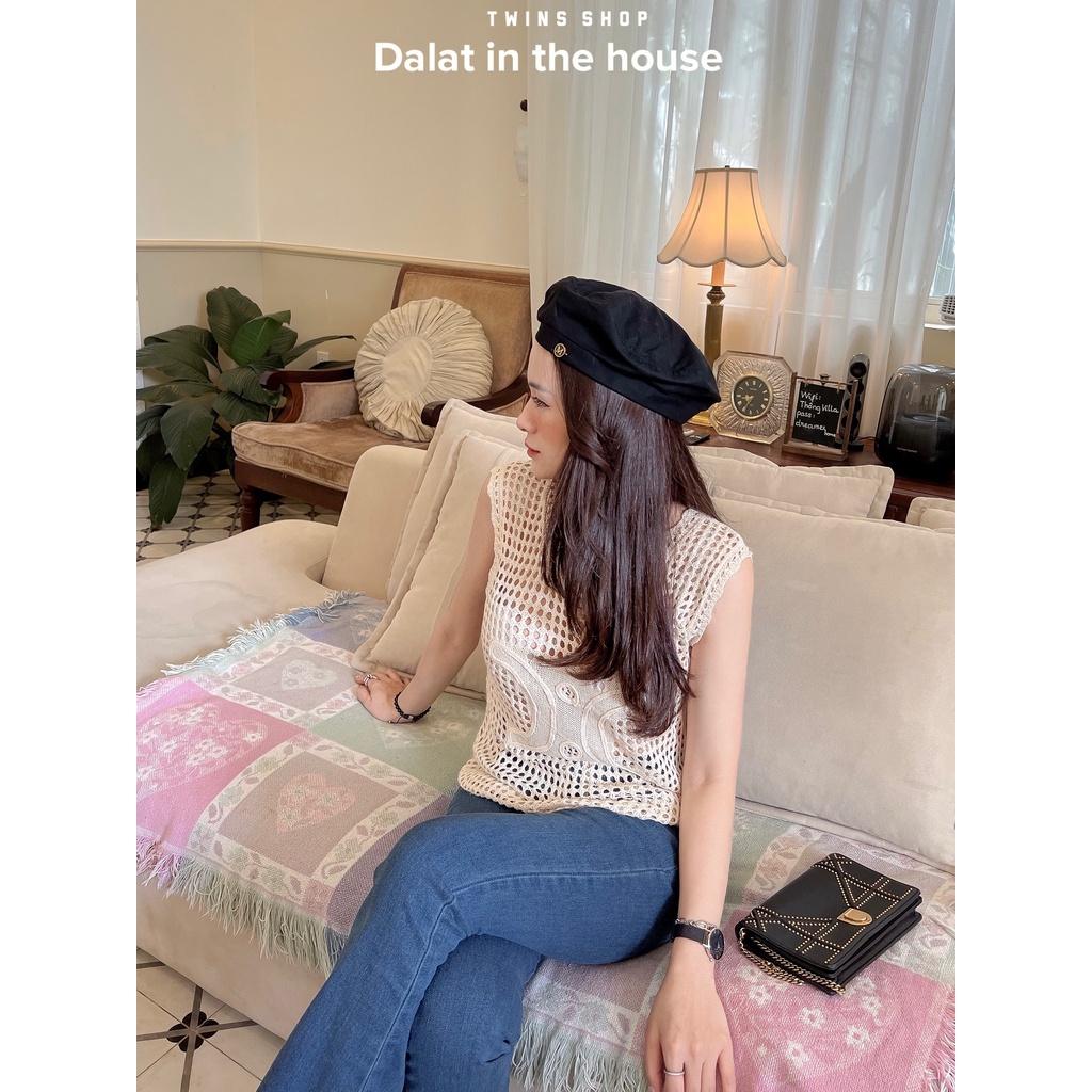 Áo 3 lỗ len móc celinne phong cách retro