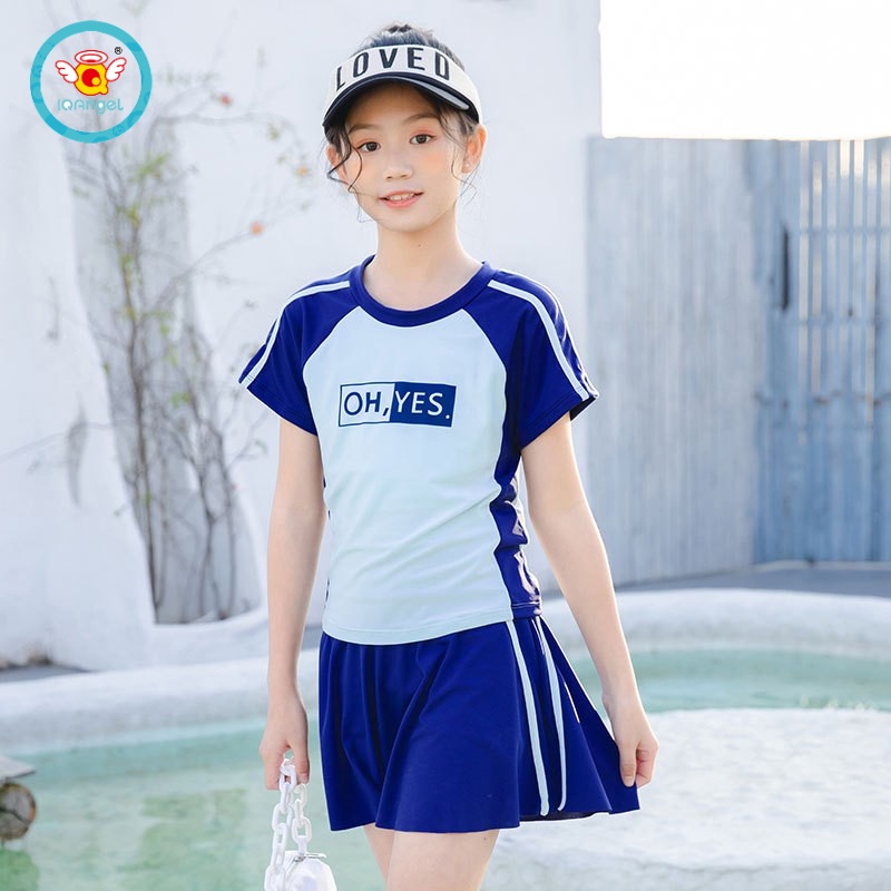 Bộ đồ bơi thể thao IQ ANGEL họa tiết thiên thần thời trang cho bé gái