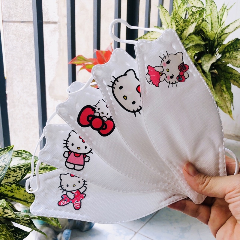 Set 5c khẩu trang trẻ em KF94 HelloKitty Doreamon