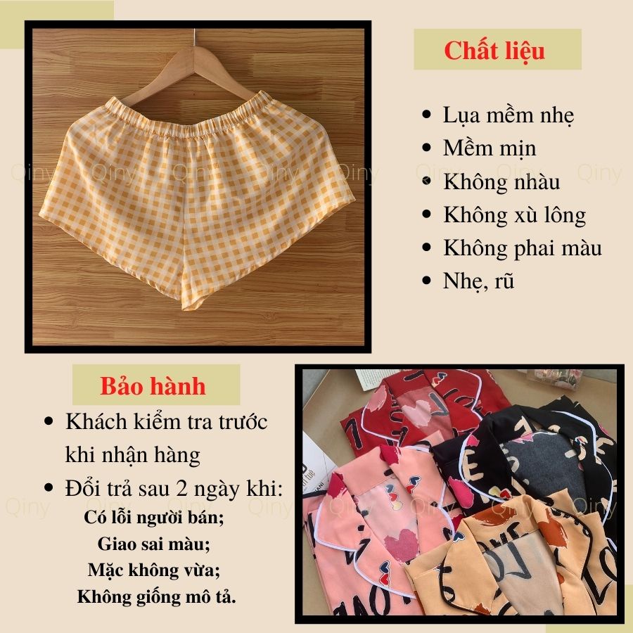 Đầm ngủ Qiny Studio váy ngủ bigsize đồ mặc nhà nữ dễ thương vải lụa tặng kèm quần cùng màu dưới 80kg