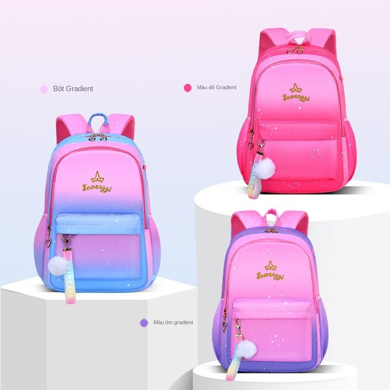 【Send Watches】Elementary Students, Bags 1-2-3-4-5-6Class Children's Bags 6-12 Years Old Unzip Princess Backpack