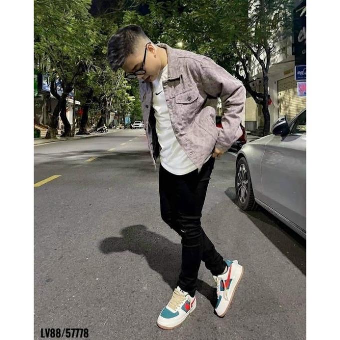 Giày thể thao AF1 Xanh đỏ nam nữ , Giầy sneaker GC bản mới Hot Hit