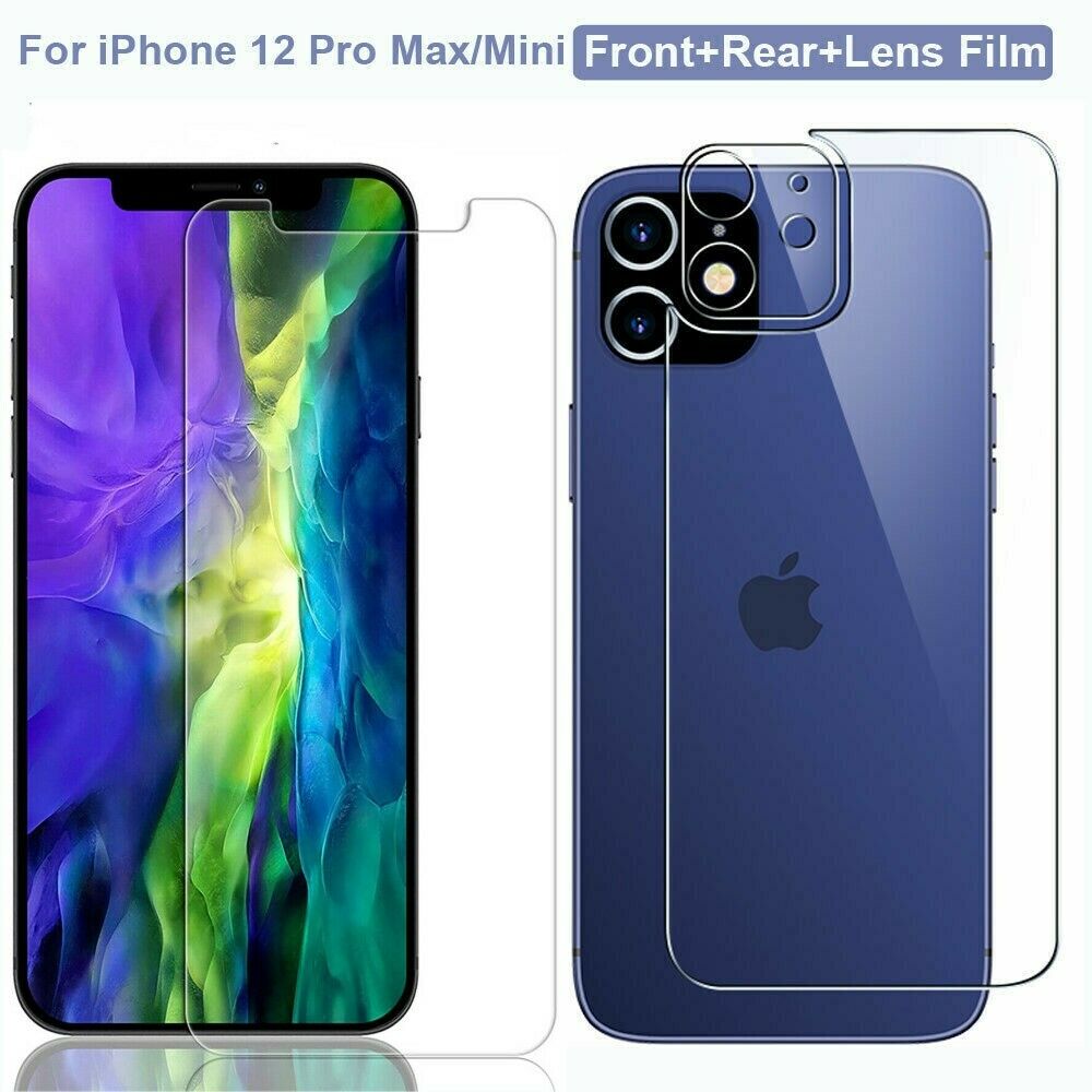 Set Kính Cường Lực Màn Hình + Mặt Sau Bảo Vệ Điện Thoại Cho iPhone 12 Mini Pro Max 5g