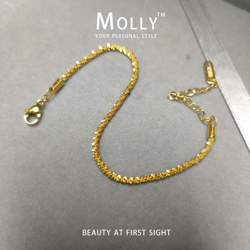 Molly™ Vòng Tay Mạ Vàng 18K Lấp Lánh Không Phai Màu Phong Cách Hàn Quốc Thời Trang Cho Nữ