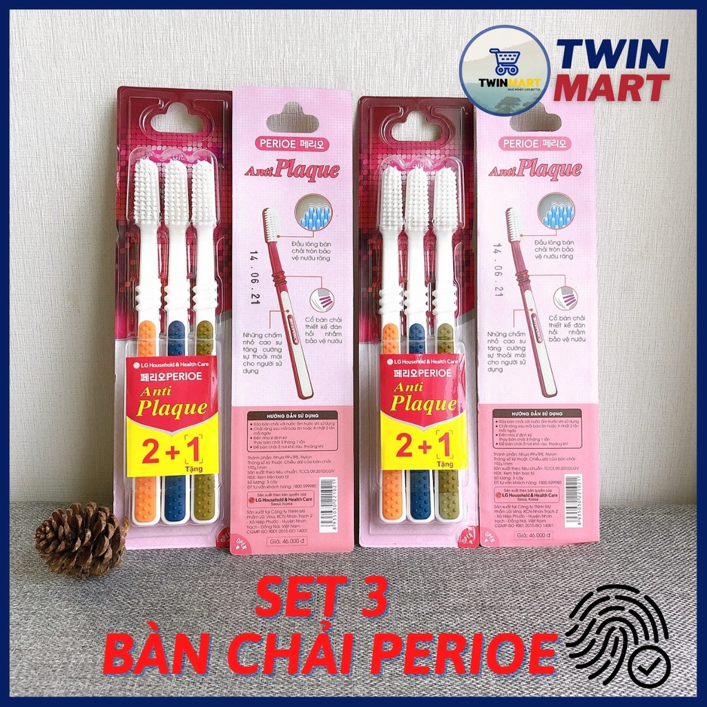 Set 3 cây bàn chải đánh răng perioe anti plaque medium 2+1 - ảnh sản phẩm 4