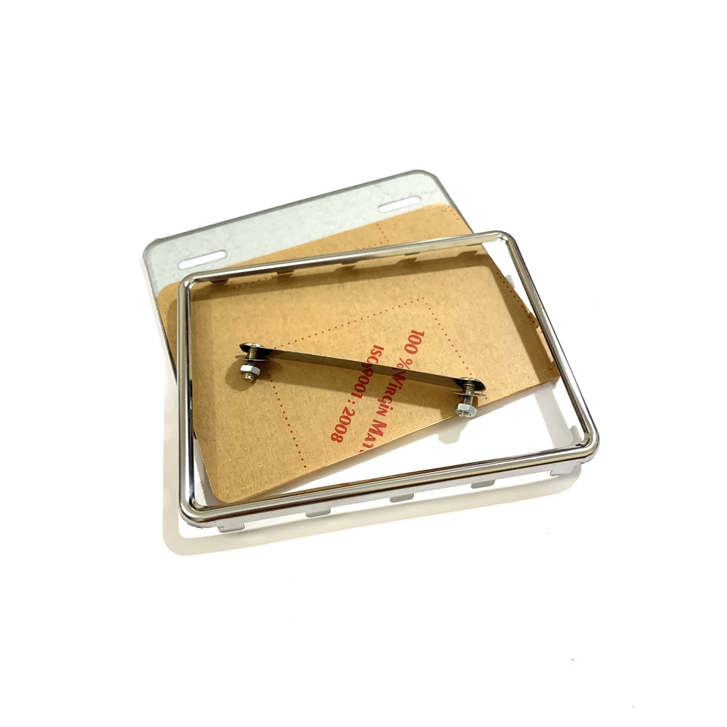 Khung biển số xe máy Inox Kèm Meka Đai Ốc Bắt Biển Số