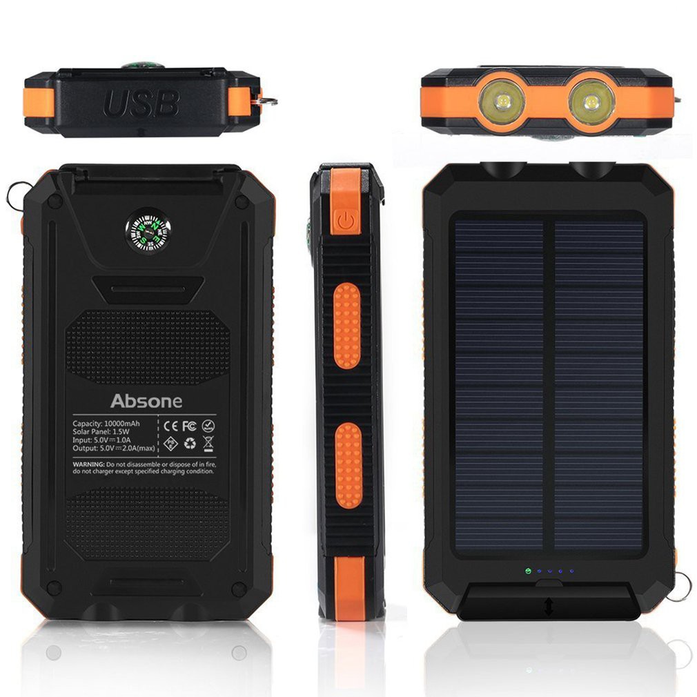 ⚡absone Pin năng lượng mặt trời Ngân hàng điện thoại di động 20000mAh bên ngoài Bộ sạc nhanh cho iphone android