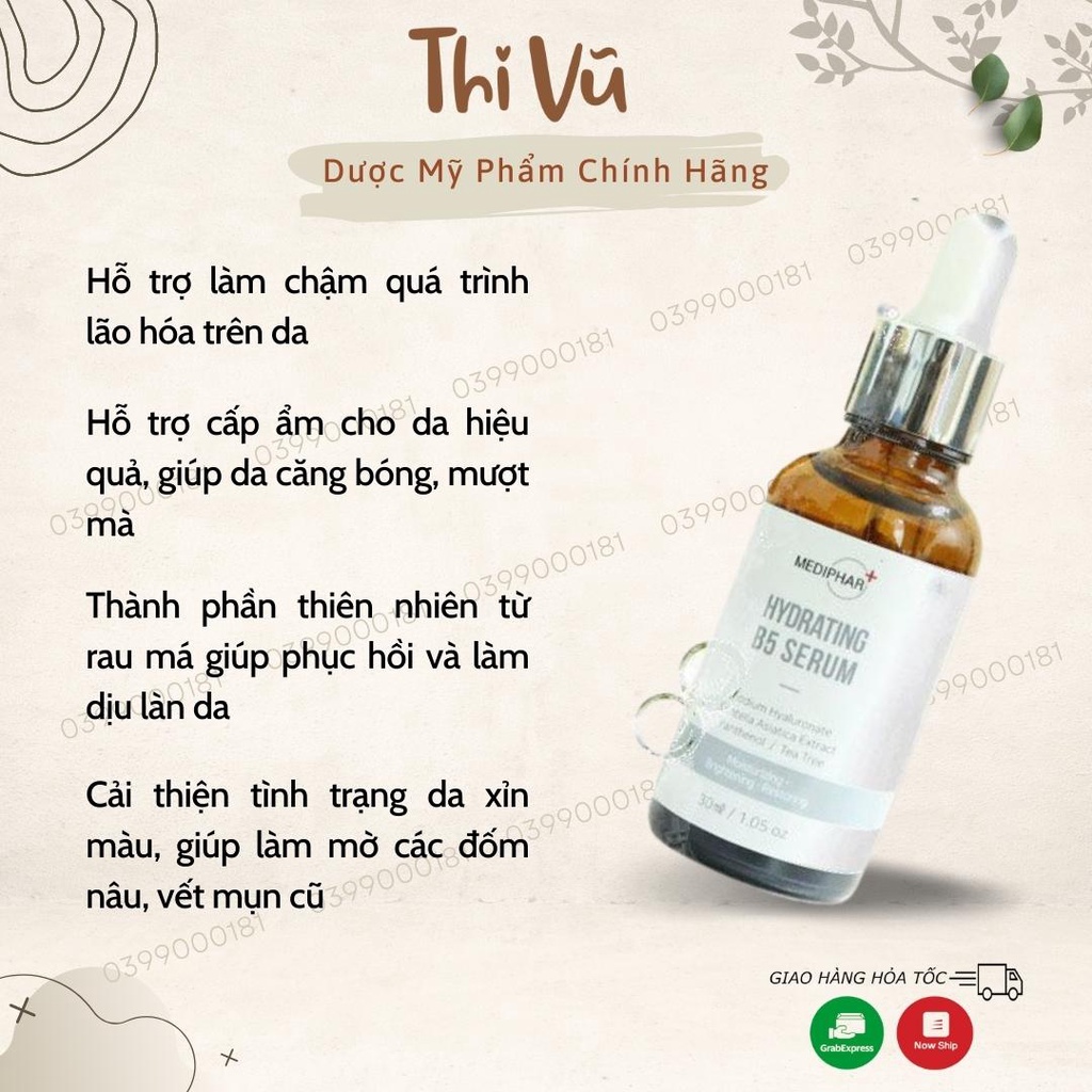 Tinh chất dưỡng ẩm Mediphar Hydrating B5,tinh chất dưỡng ẩm cấp nước phục hồi da 30ml - Thi Vũ