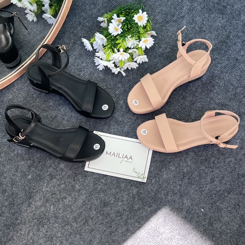 Sandal quai ngang MAILIAA đế xuồng gót bạc 5 phân