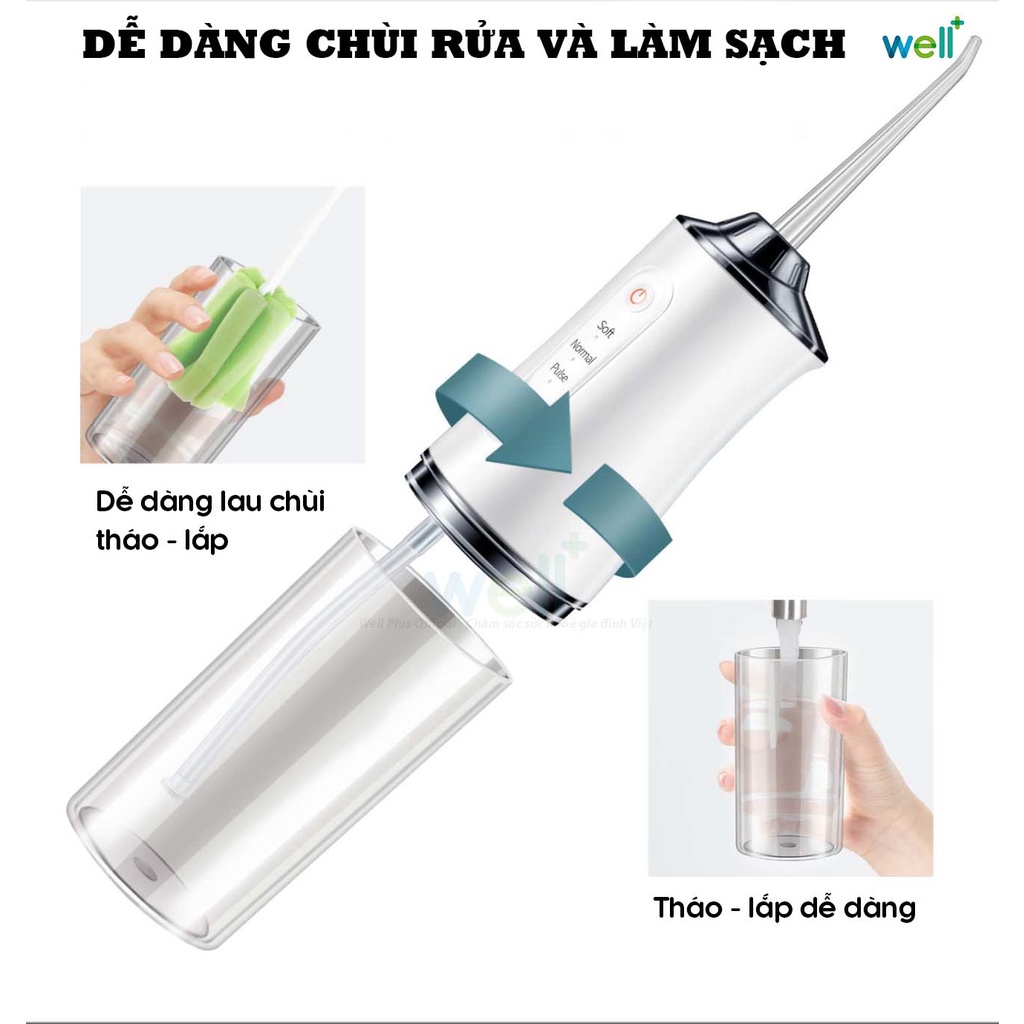 Máy Tăm Nước Cầm Tay Cao Cấp 3 Chế Độ Kèm 4 Vòi Phun Đa Chức Năng Giúp Vệ Sinh Sâu Răng Miệng Hiệu Quả