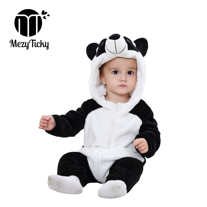 MezyTicky Baby Flannel Trang phục Trẻ mới biết đi bé gái Đồ ngủ hoạt hình Bé trai Quần áo trùm đầu Trẻ em mùa đông ấm áp cho trẻ sơ sinh động vật sang trọng Áo liền quần