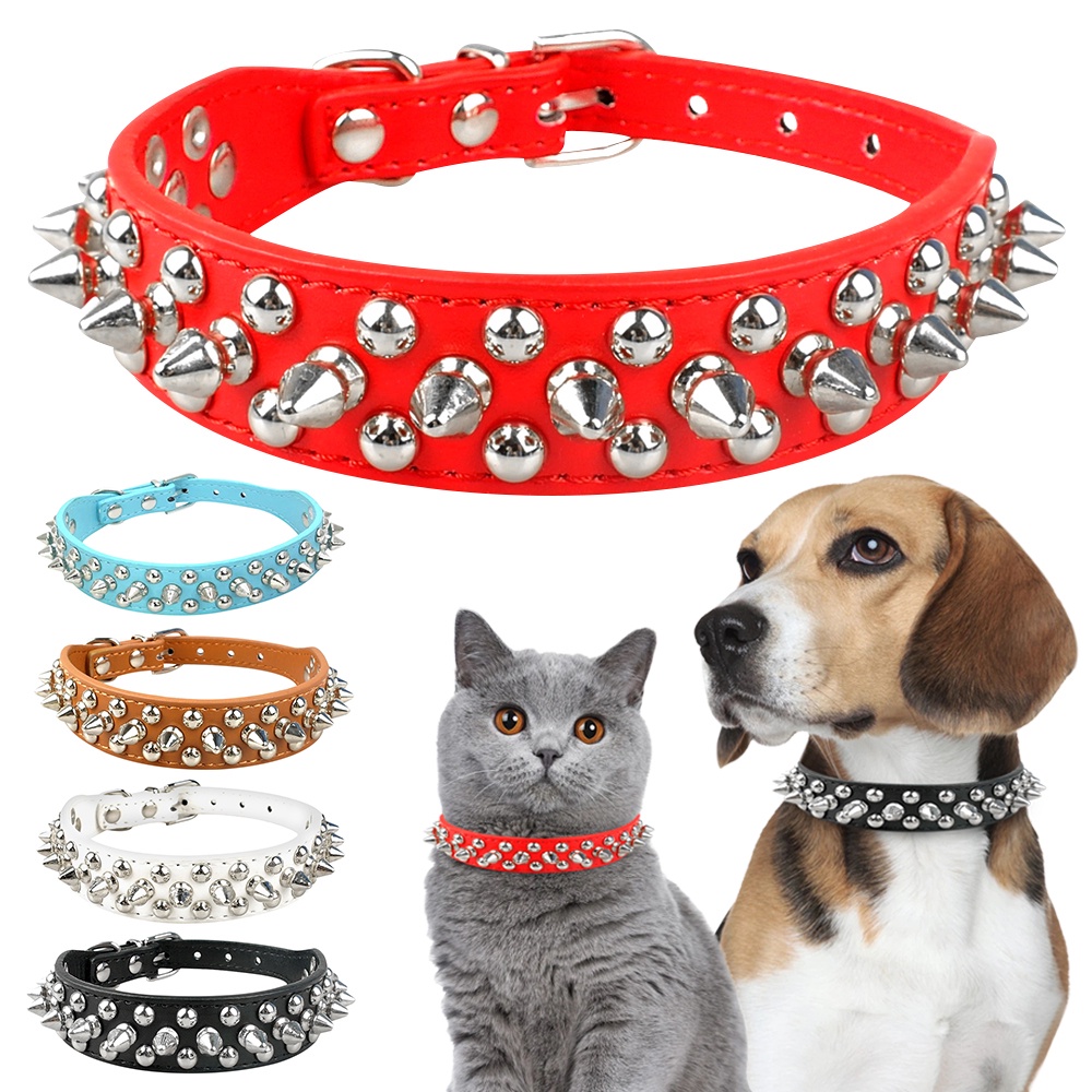 Vòng Cổ Da Có Hàng Gai Cho Thú Cưng Chó Chihuahua Cỡ Nhỏ Và Vừa