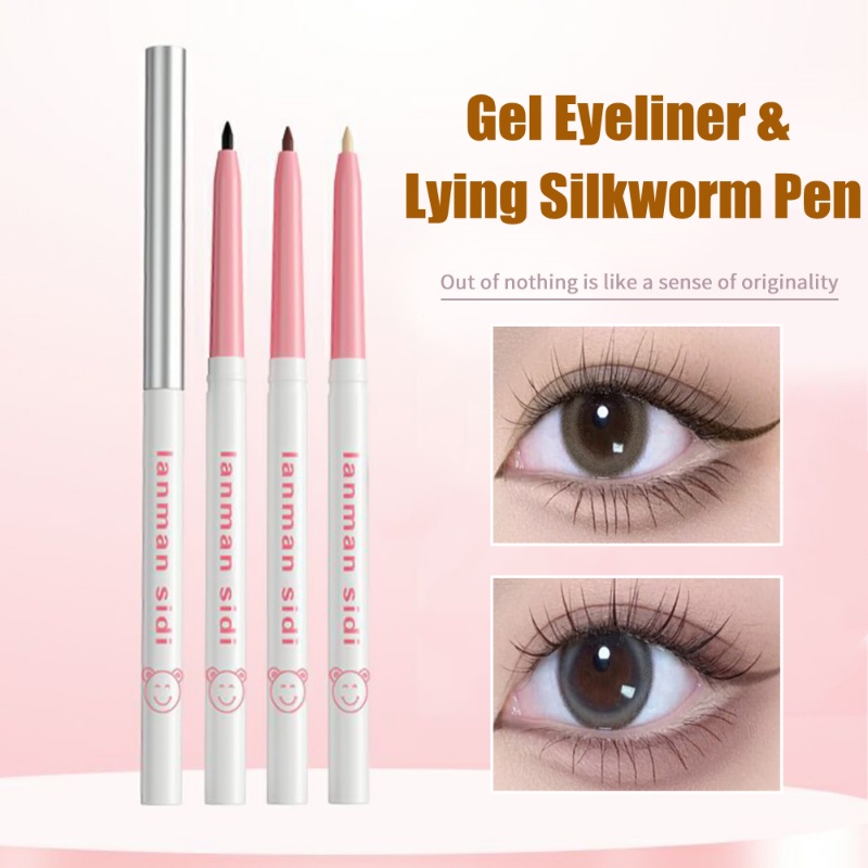 1 Bút Kẻ Mắt Dạng Gel / Bút Kẻ Mắt Lông Tơ Tằm Màu Lì Mịn Màng Chống Nước Chống Mồ Hôi Lâu Trôi