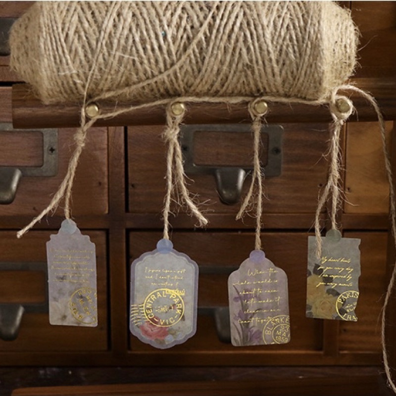 Set 20 Stickers Miếng Dán Nhãn Dán Tem Tag Hoa Lá Vintage Có Nhũ Vàng Óng Ánh Siêu Sang Trang Trí BulletJournal