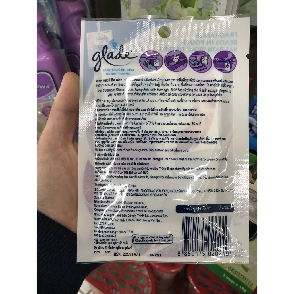 TÚI TREO THƠM PHÒNG GLADE HƯƠNG LAVENDER & HƯƠNG HOA 8G