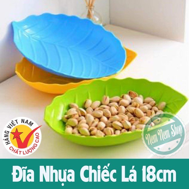 Đĩa nhựa Việt Nhật hình chiếc lá 18cm nhiều màu sắc