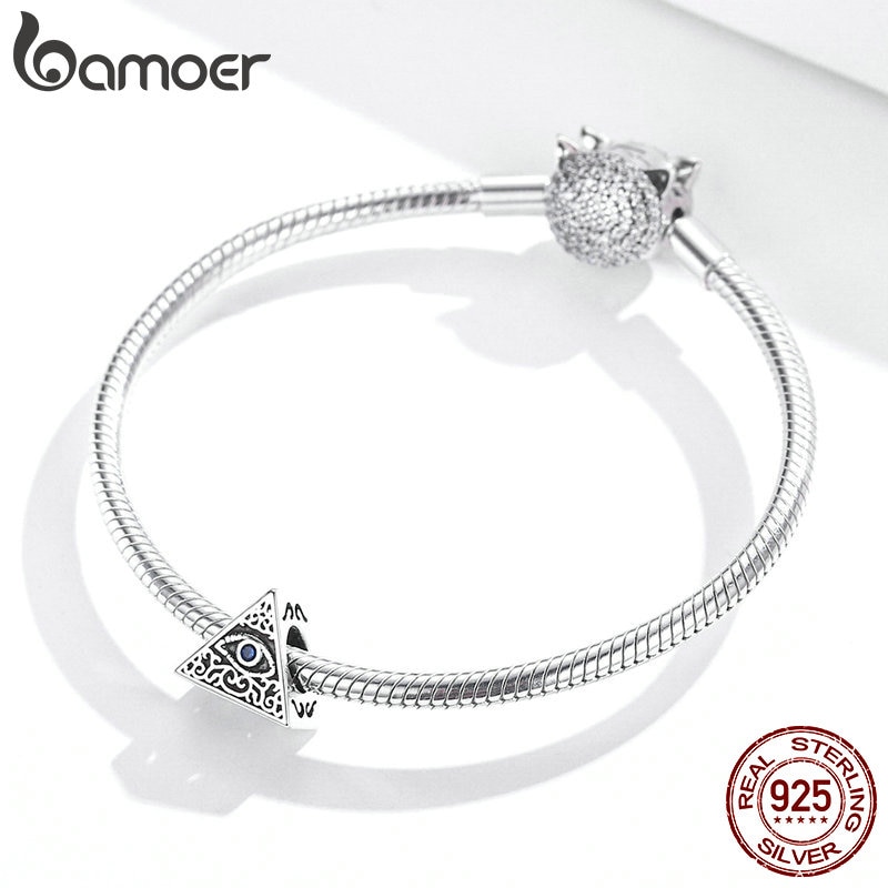 Hạt Trang Sức Bamoer SCC1567 Hình Mắt Bằng Bạc Sterling 925 Tráng Men 3mm Cho Làm Vòng Tay