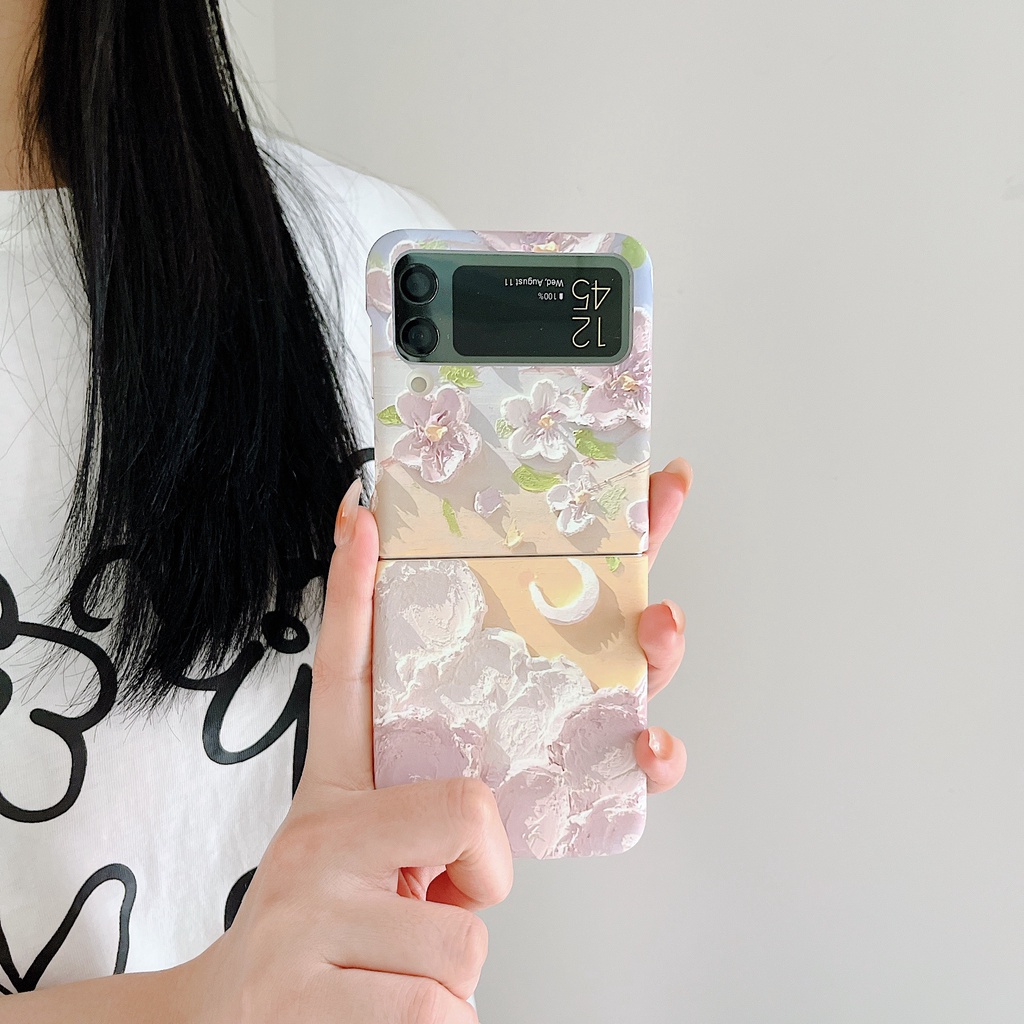 Ốp Điện Thoại PC Cứng Chống Sốc Có Dây Đeo Tay Cho Samsung Galaxy Z Flip 3 5G