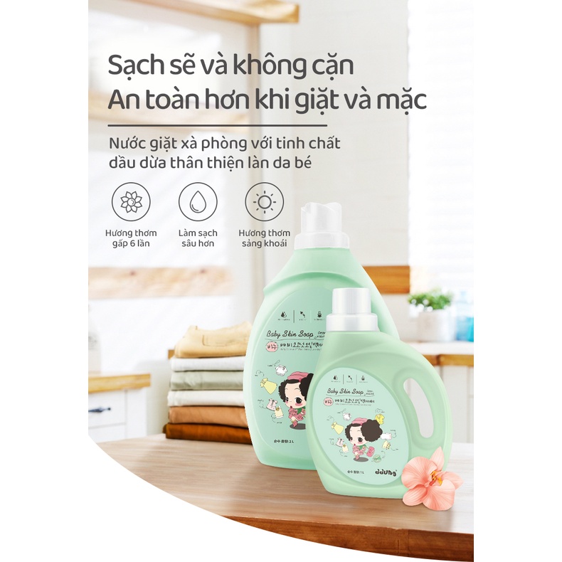 [Free ship] Lốc 3 chai Nước giặt xả quần áo sơ sinh ddung Hàn Quốc giặt siêu sạch đánh bay vết bẩn, thân thiện làn da