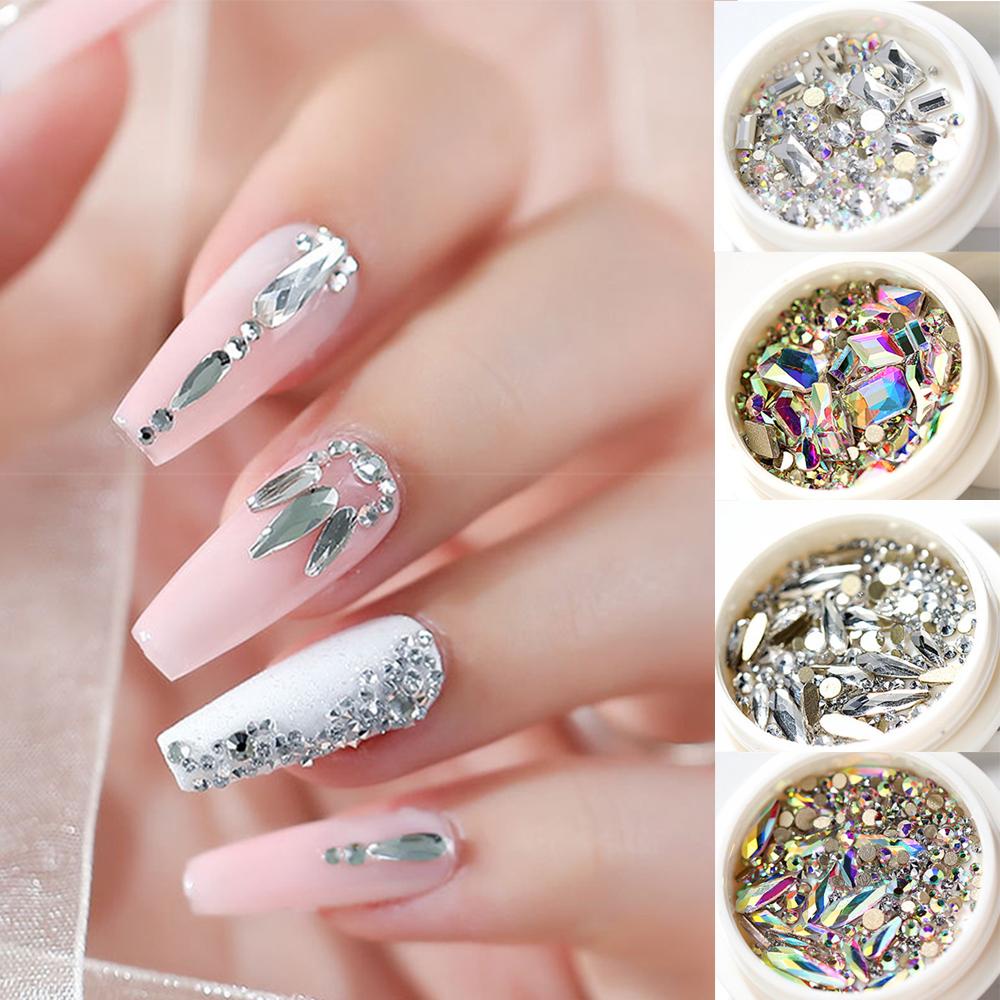 Phụ Kiện Trang Trí Móng Tay Lấp Lánh|Hạt Nhựa AB Mặt Phẳng Đính Móng Nghệ Thuật DIY|Strass Strass
