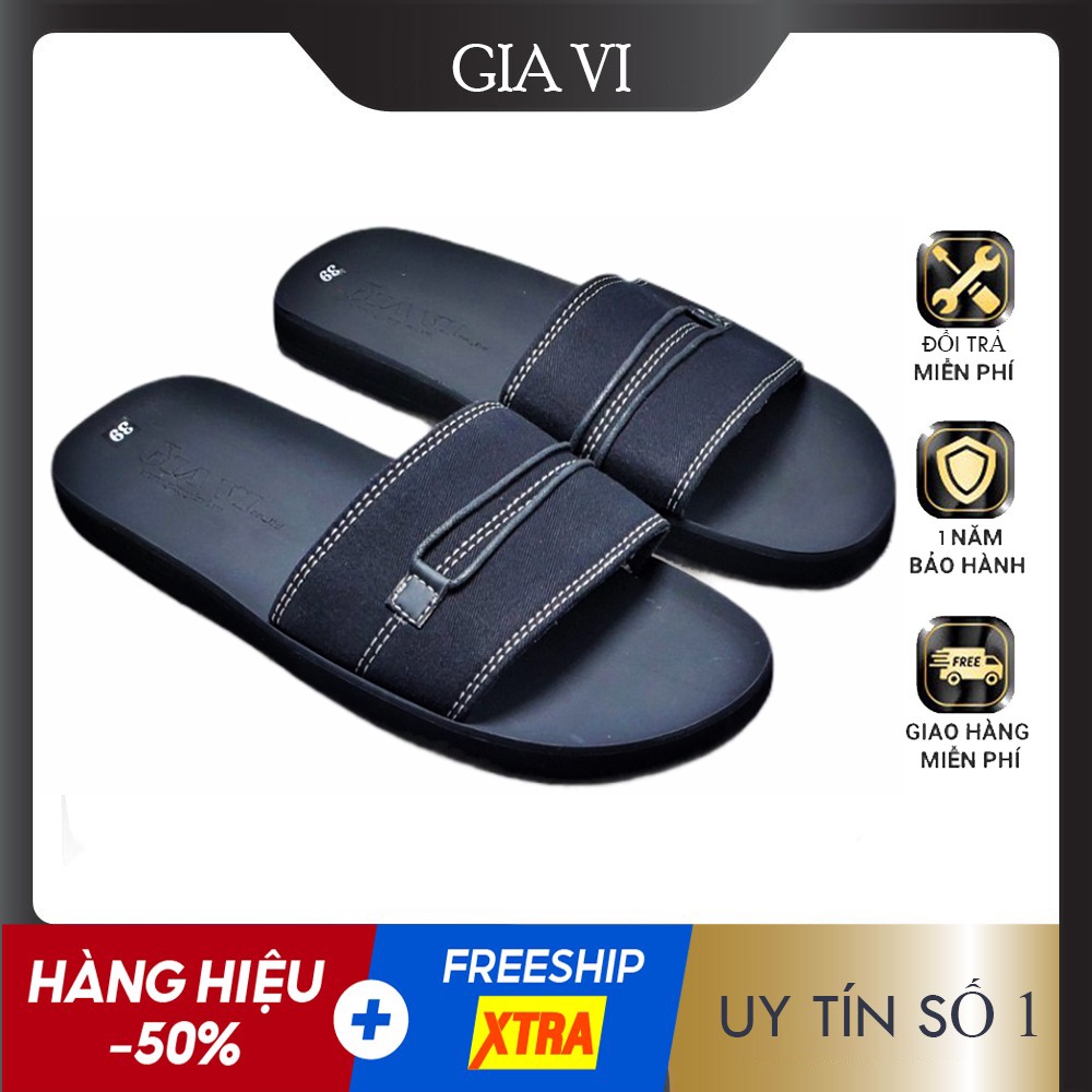 Dép Quai Ngang Nam Da Lộn Đen Bền GIA VI - DN23