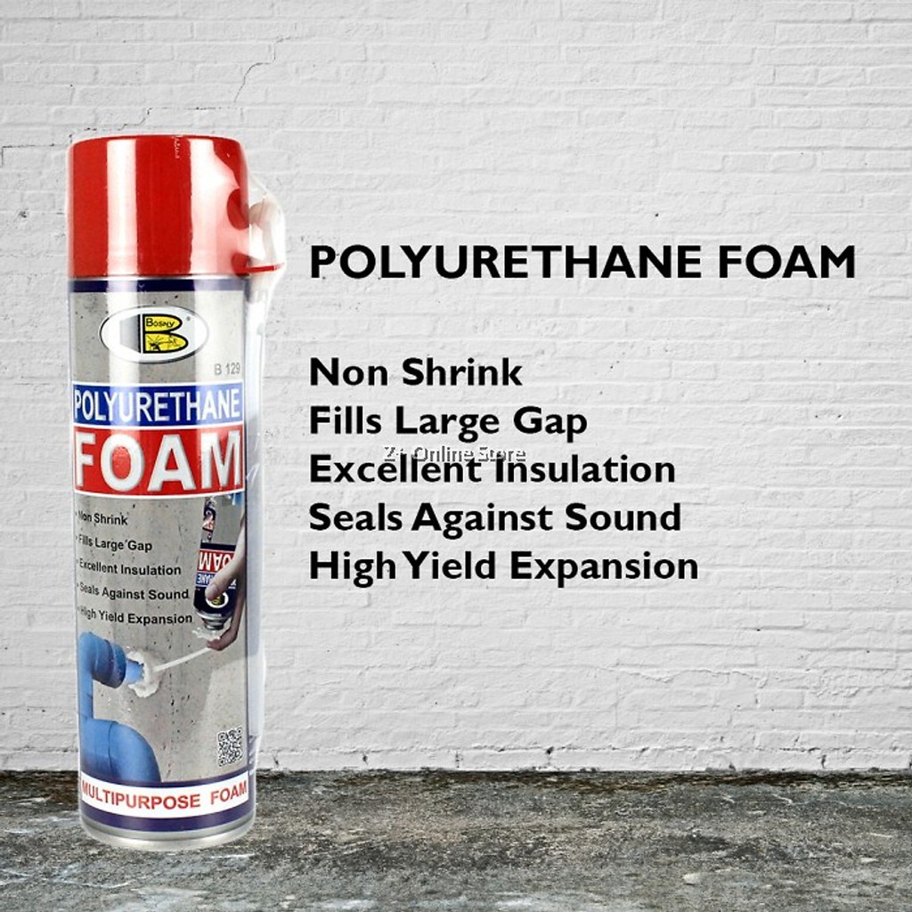 Chai keo bọt xốp cách nhiệt, chai keo bọt nở cách âm, cách nhiệt Polyurethane Foam (PU Foam)- Bosny B129 - Nhập khẩu TL