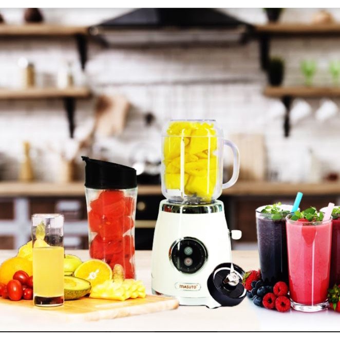 Máy xay sinh tố đa năng Masuto Blender 2 cối 0,6L say đá hạt siêu nhuyễn mịn chỉ 10s TẶNG 30 KHẨU TRANG 4D