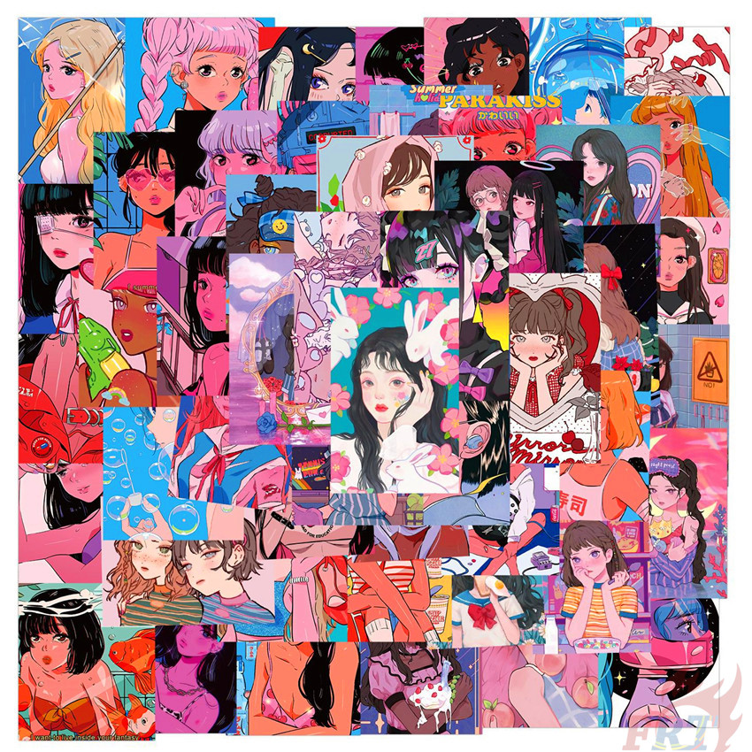 Set 50 hình dán họa tiết những cô gái xinh đẹp Pop Journal Girl - Series 01 Illustration Beauty