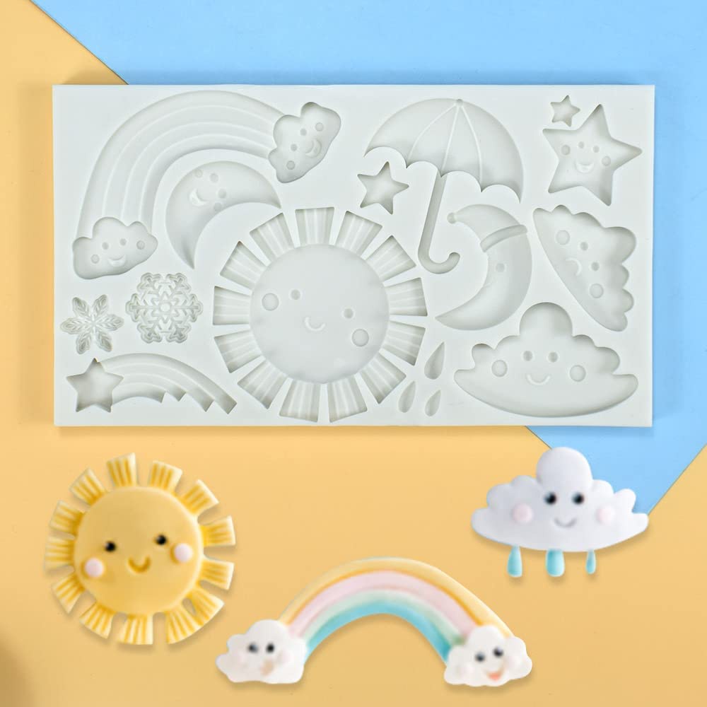 Khuôn Silicon Làm Bánh Kẹo Đường Socola Kẹo Đường Pudding Sô Cô La Trang Trí Bánh Kem Hình Trời Mây Trời Hoạt Hình DIY