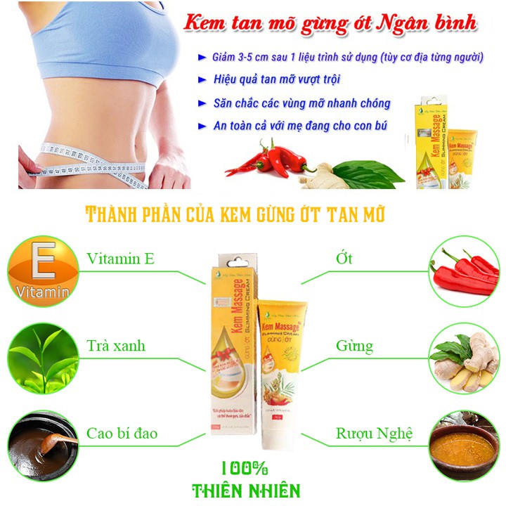 Kem Massage Tan Mỡ Bụng Ngân Bình 150g