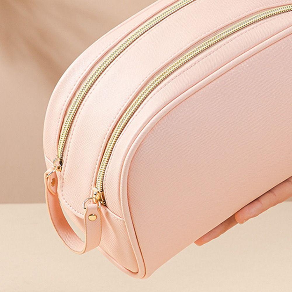 Túi Đựng Mỹ Phẩm Da Pu Khóa Kéo Đôi Cỡ Lớn Thời Trang Cho Nam Nữ