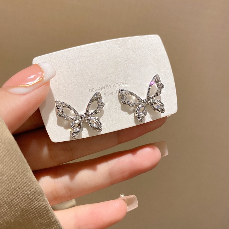 IF ME Khuyên Tai Hình Bướm Rỗng Bằng Bạc Thời Trang Cho Nữ