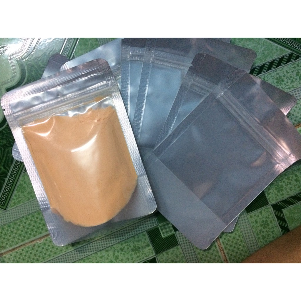 1kg túi zip bạc đáy đứng 1 mặt trong 1 mặt bạc