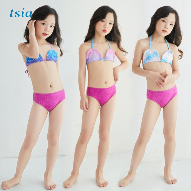 Bộ Đồ Bơi 2 Mảnh Bằng Polyester Có Dây Điều Chỉnh Cho Bé Gái 3-9 Tuổi