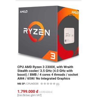 Cpu ryzen 3 2300x