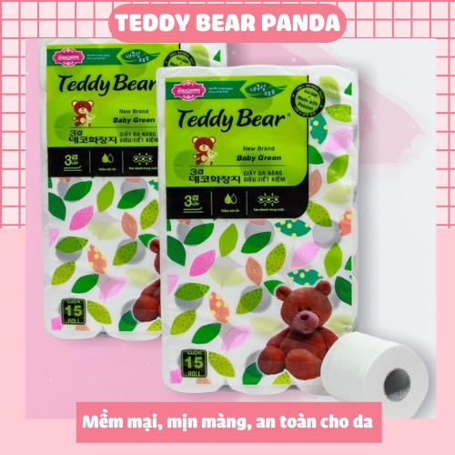 Giấy vệ sinh TEDDY BEAR 15 cuộn - lõi trắng dai mềm mịn