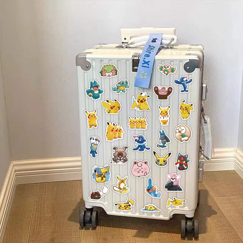 Bộ Sticker hình dán ốp điện thoại cute Pikachu Poke chống nước, dán trang trí laptop, mũ bảo hiểm, vali - Pikapi Pika