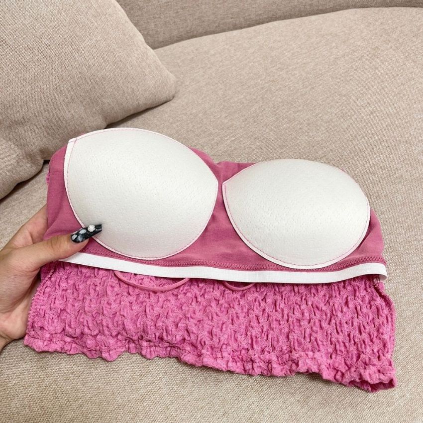 Áo bra nữ, bra 2 dây có mút ngực phong cách croptop nhún cực đẹp và đáng yêu mẫu mới hot trend B8686