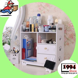 KỆ ĐỰNG MỸ PHẨM HỌA TIẾT CHÂN CHÓ BAO GỒM 2 NGĂN KÉO  DỄ DÀNG THÁO LẮP , XẾP GỌN VÀ TIỆN ÍCH