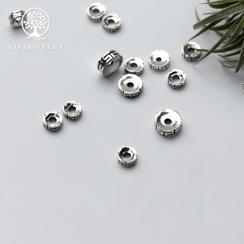 Charm bạc chặn hạt họa tiết hoa văn - NQ Jewelry