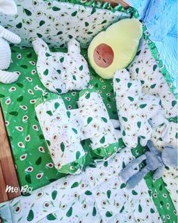 Vải thô mặt lụa hình quả bơ xanh