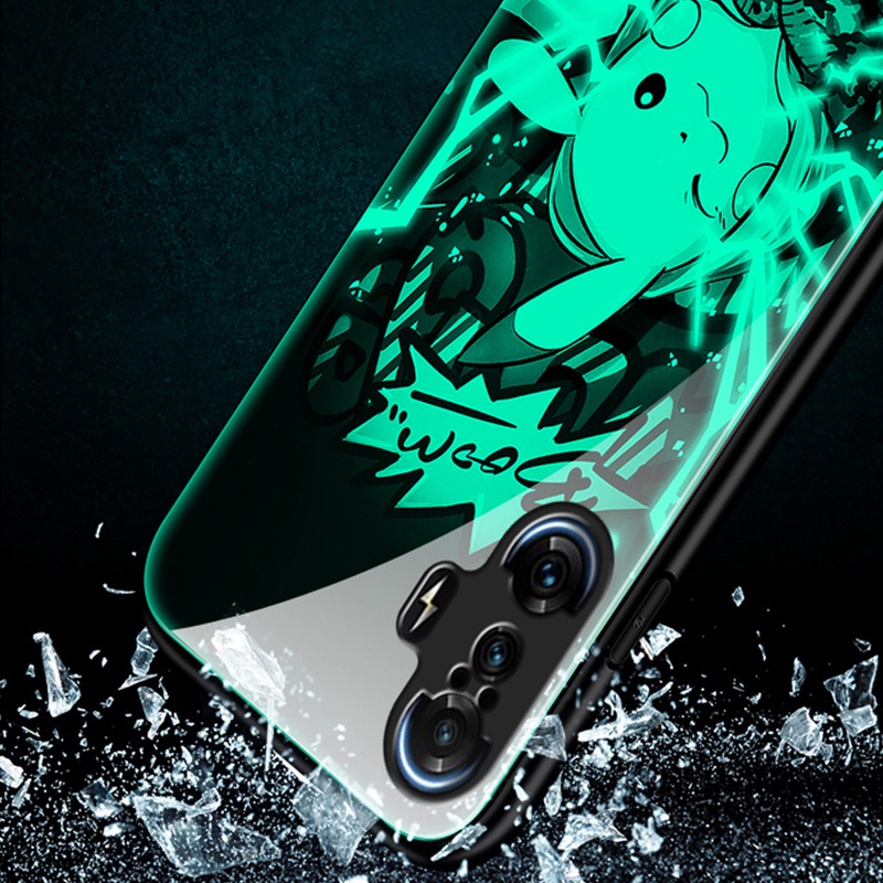 Ốp Điện Thoại Kính Cường Lực Dạ Quang Cho Oppo A5 2020 A9 2020 A5s A7 A12 Reno5 A53 2020 A3s A12e Realme C1 F11 F5 F9 Realme 2 Pro Dragon Anime Cases Glow in the Dark