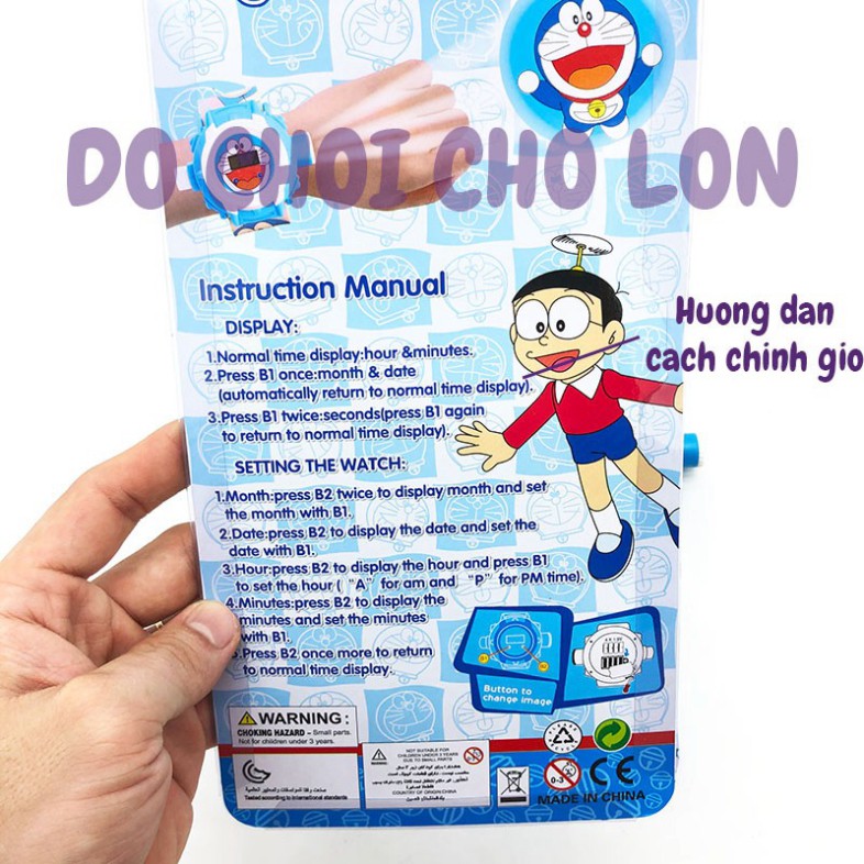 Vỉ đồ chơi đồng hồ Doraemon chiếu hình ảnh lên tường PP10618-3
