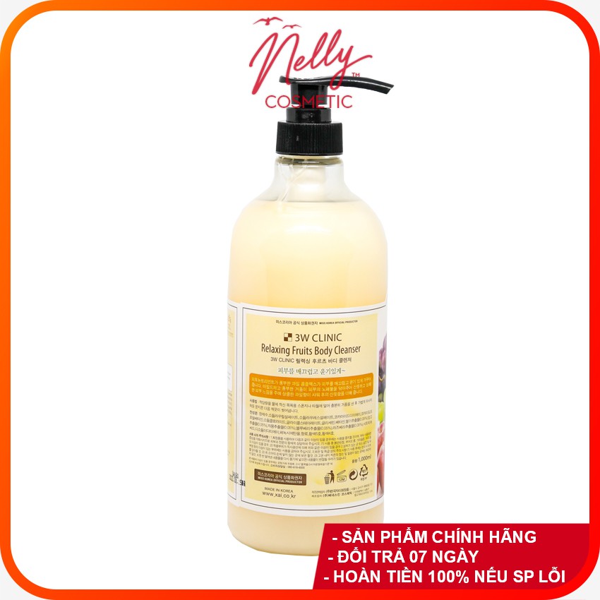 [3W CLINIC GIÁ TỐT NHẤT] Sữa tắm tinh chất hoa quả 3W CLINIC RELAXING FRUIT BODY CLEANSER 1000ml