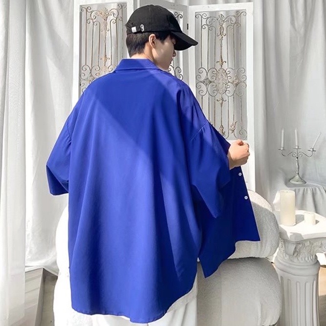 ✦ AFFLIGA ✦【3 Hàng Có Sẵn】Áo Sơ Mi Nam Tay Lỡ Màu Sắc Đơn Giản